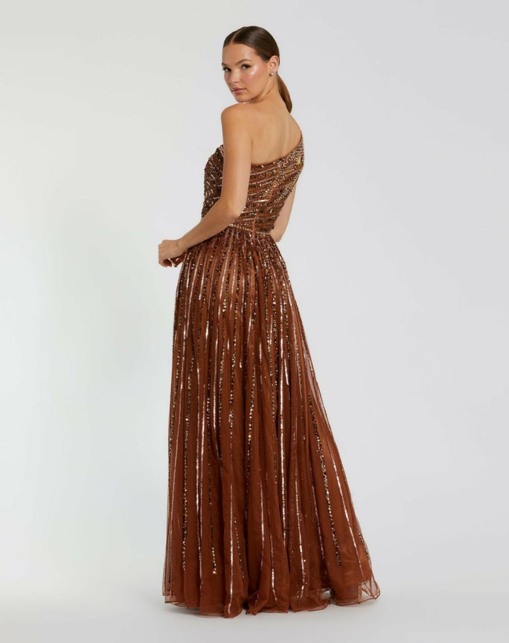 Evening Gowns | Women Mac Duggal Embellished One Shoulder A-Line Gown Copper