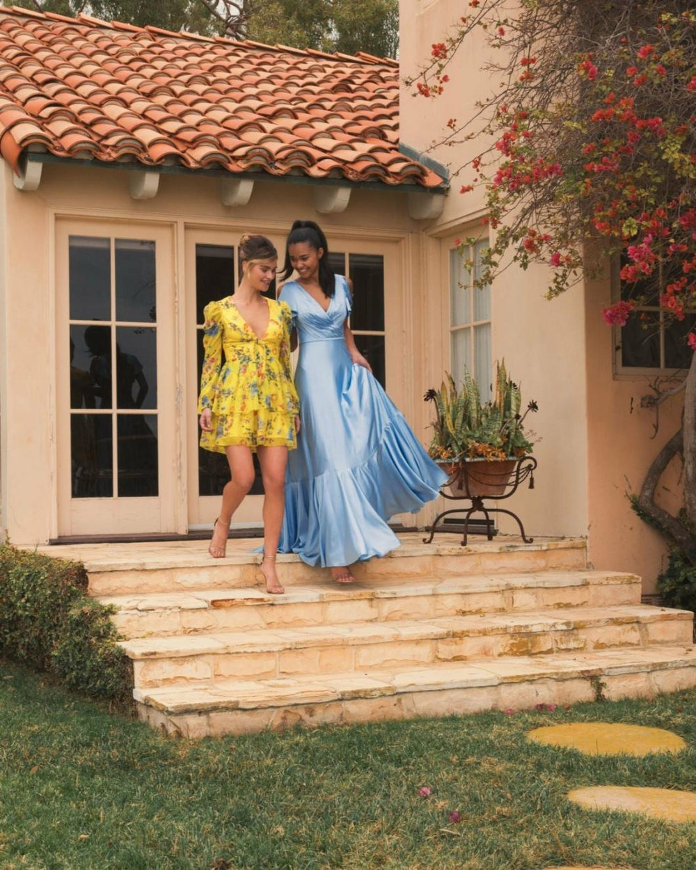 Evening Gowns | Women Mac Duggal Flounce Sleeve Satin Gown Periwinkle