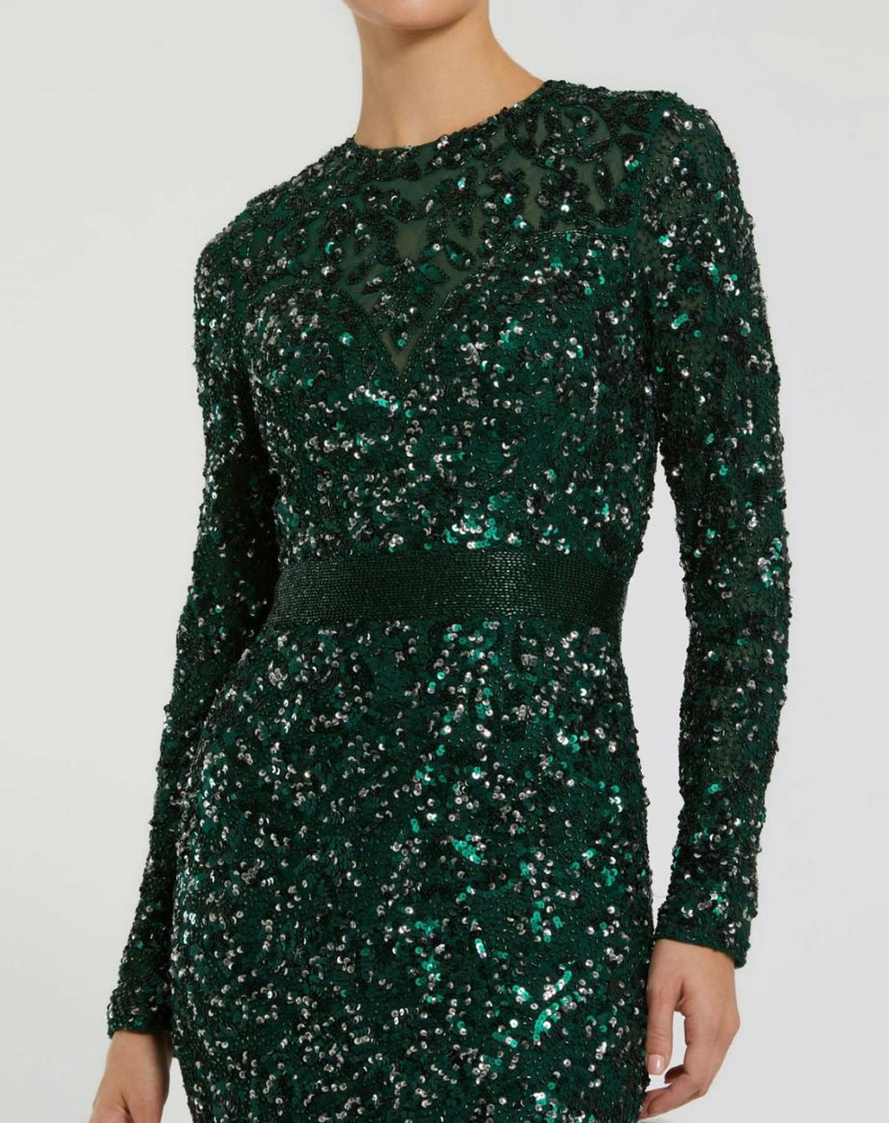 Evening Gowns | Women Mac Duggal Green Hand Embellished Long Sleeve Gown Forest Green