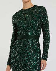 Evening Gowns | Women Mac Duggal Green Hand Embellished Long Sleeve Gown Forest Green
