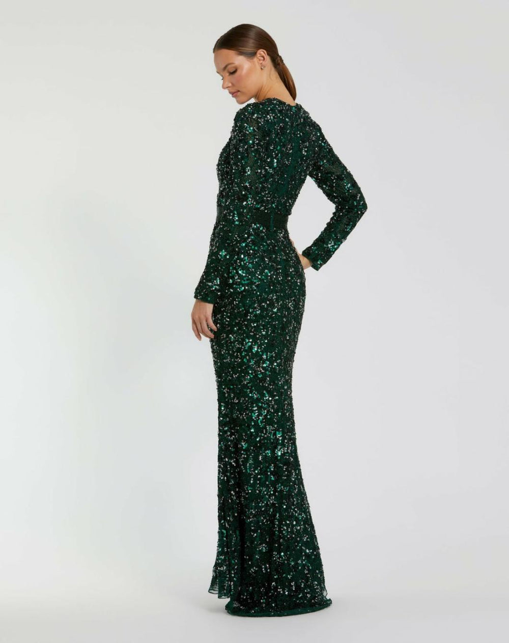 Evening Gowns | Women Mac Duggal Green Hand Embellished Long Sleeve Gown Forest Green