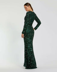 Evening Gowns | Women Mac Duggal Green Hand Embellished Long Sleeve Gown Forest Green