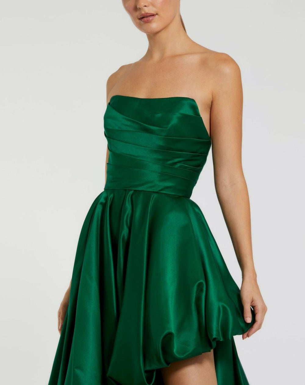 Evening Gowns | Women Mac Duggal Green Strapless Ruched High Low Gown Emerald