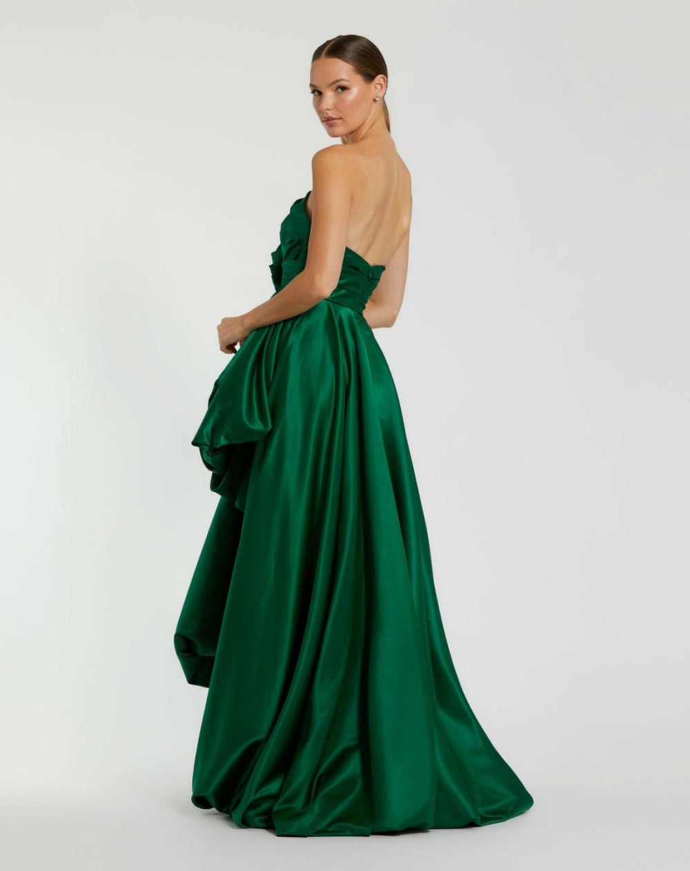 Evening Gowns | Women Mac Duggal Green Strapless Ruched High Low Gown Emerald