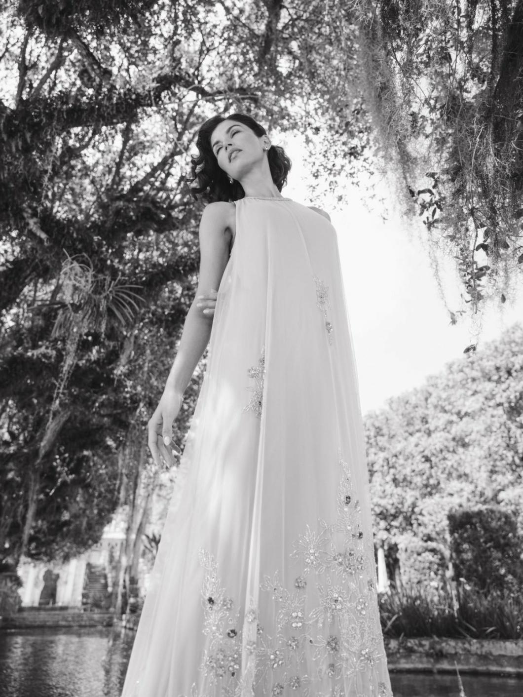 Evening Gowns | Women Mac Duggal High Neck Floral Embellished Trapeze Dress Nude Gold