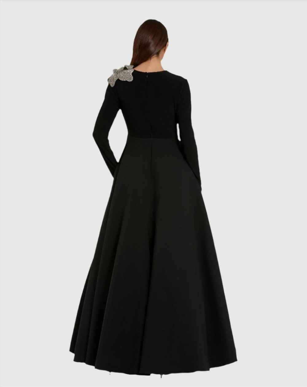 Evening Gowns | Women Mac Duggal Long Sleeve Taffeta 3D Flower Ball Gown Black