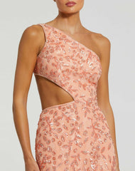 Evening Gowns | Women Mac Duggal Mac Duggal Embellished Mesh Column Prom Dress Peach