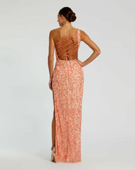 Evening Gowns | Women Mac Duggal Mac Duggal Embellished Mesh Column Prom Dress Peach