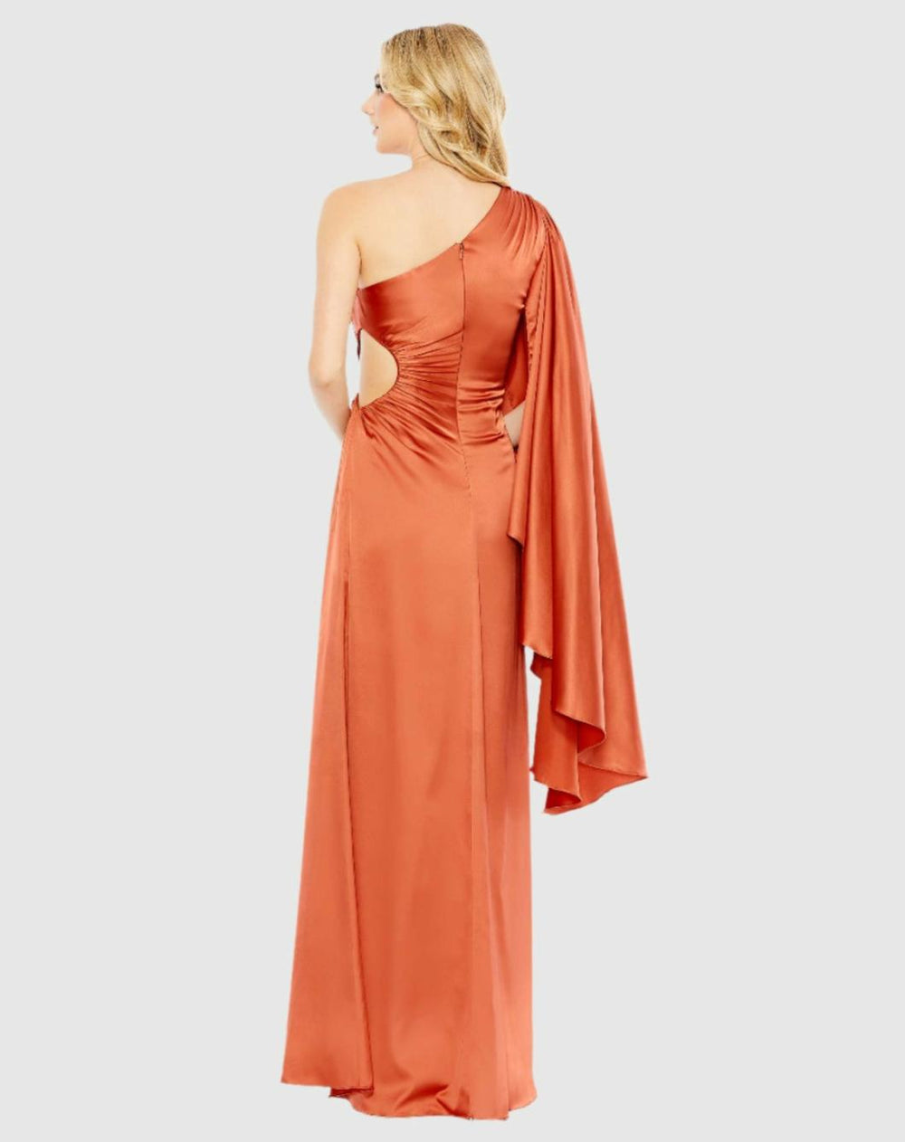 Evening Gowns | Women Mac Duggal One Shoulder Bell Sleeve Draped Gown Rust