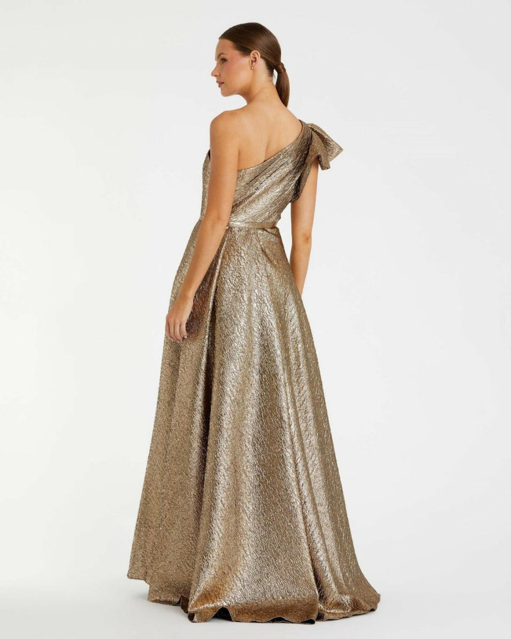 Evening Gowns | Women Mac Duggal One Shoulder Metallic Ballgown Antique Bronze