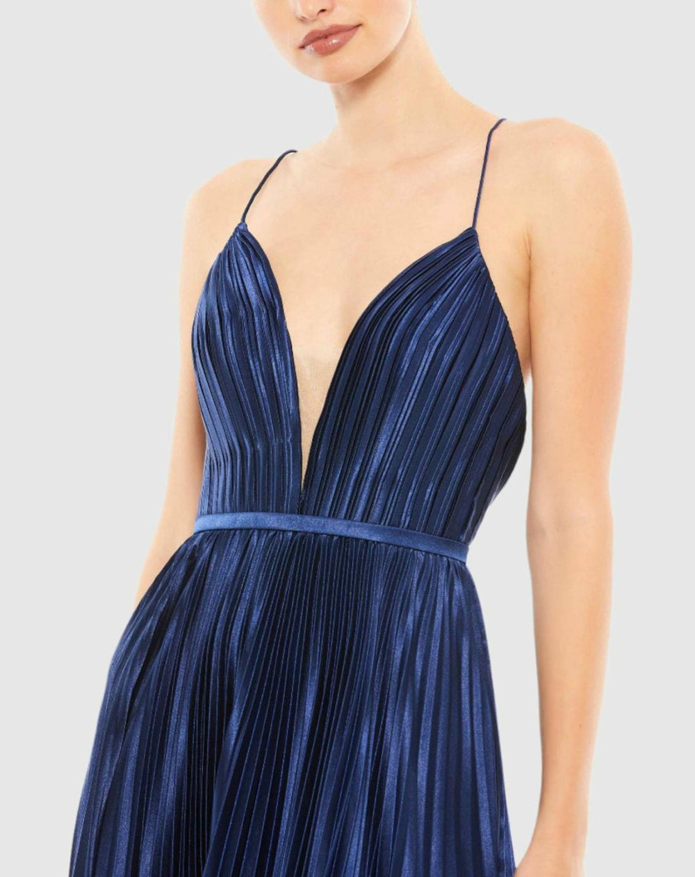 Evening Gowns | Women Mac Duggal Plunge Neck Pleated Evening Gown Midnight