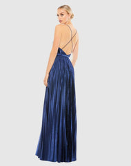 Evening Gowns | Women Mac Duggal Plunge Neck Pleated Evening Gown Midnight