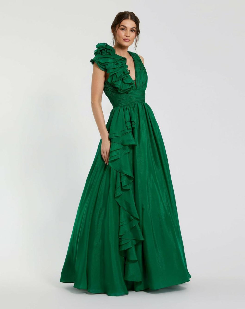 Evening Gowns | Women Mac Duggal Ruffle Detailed Evening Dress Emerald