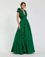 Evening Gowns | Women Mac Duggal Ruffle Detailed Evening Dress Emerald