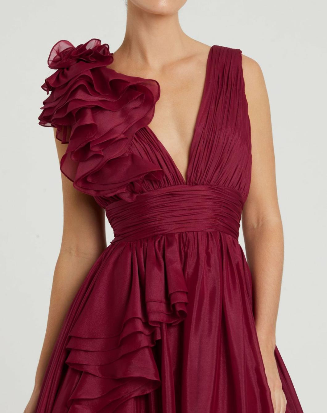 Evening Gowns | Women Mac Duggal Ruffle Detailed Evening Dress Wine