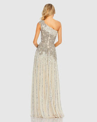 Evening Gowns | Women Mac Duggal Silver Beaded Embellished One Shoulder A Line Gown Silver Nude