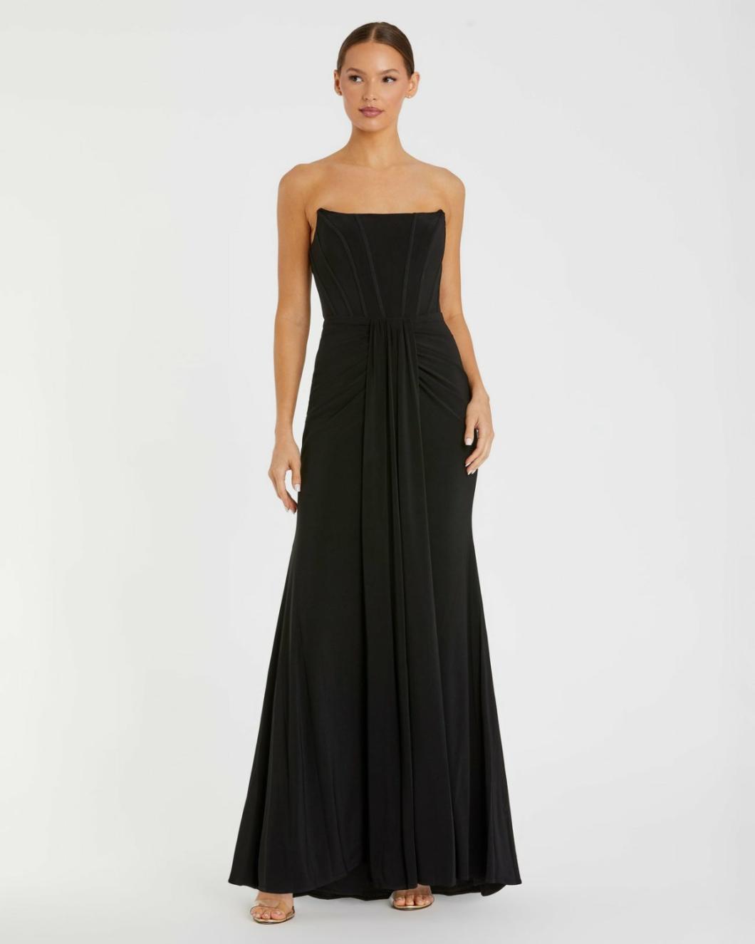 Evening Gowns | Women Mac Duggal Strapless Sweetheart Jersey Dress With Waist Detail Black