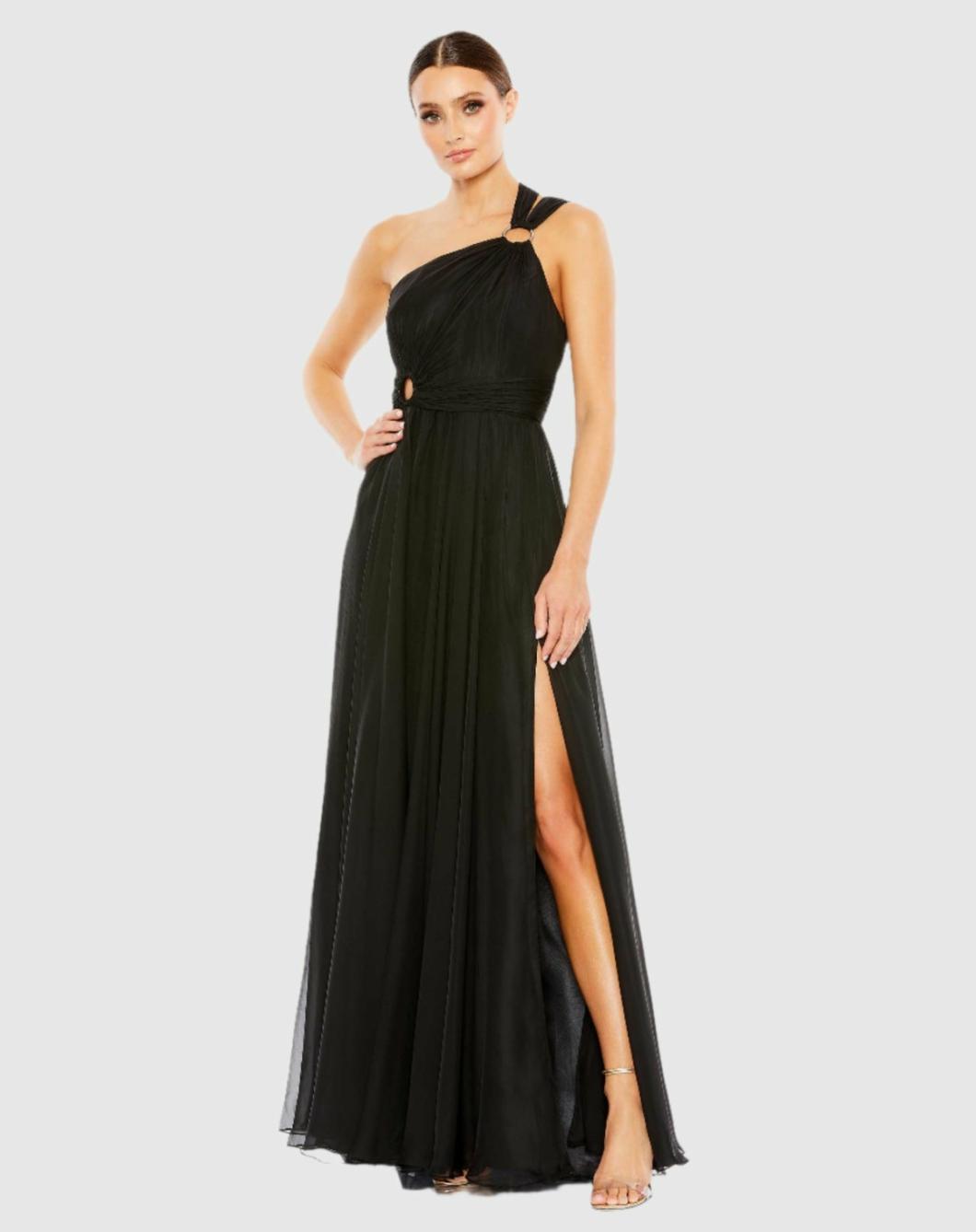 Evening Gowns | Women Mac Duggal Strappy One Shoulder A Line Gown Black
