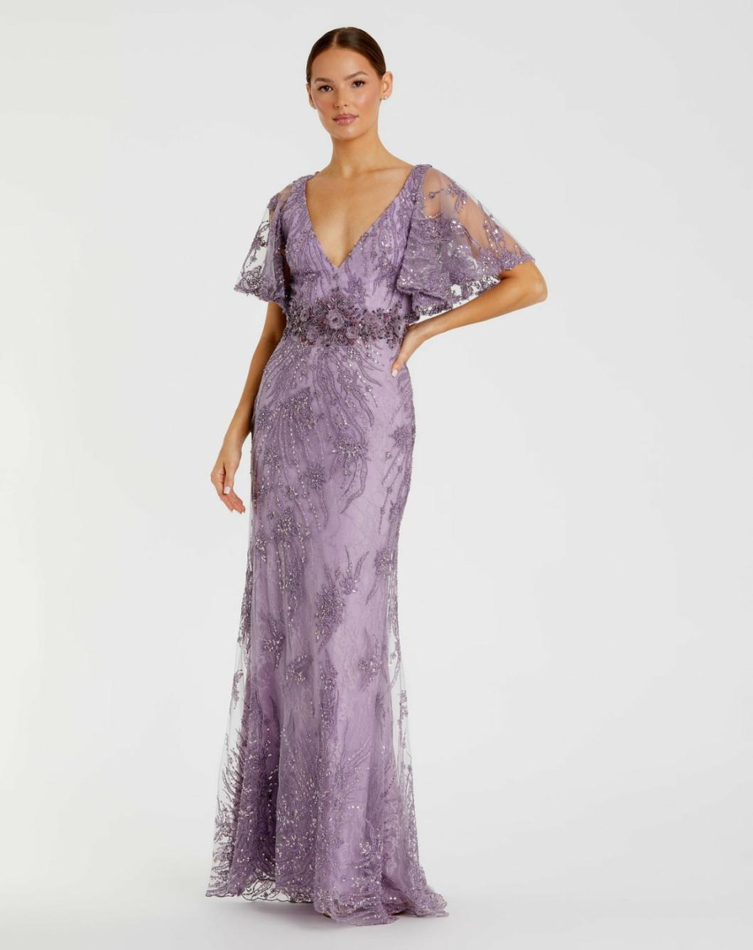 Evening Gowns | Women Mac Duggal Vintage Flutter Sleeve Evening Gown Vintage Lilac