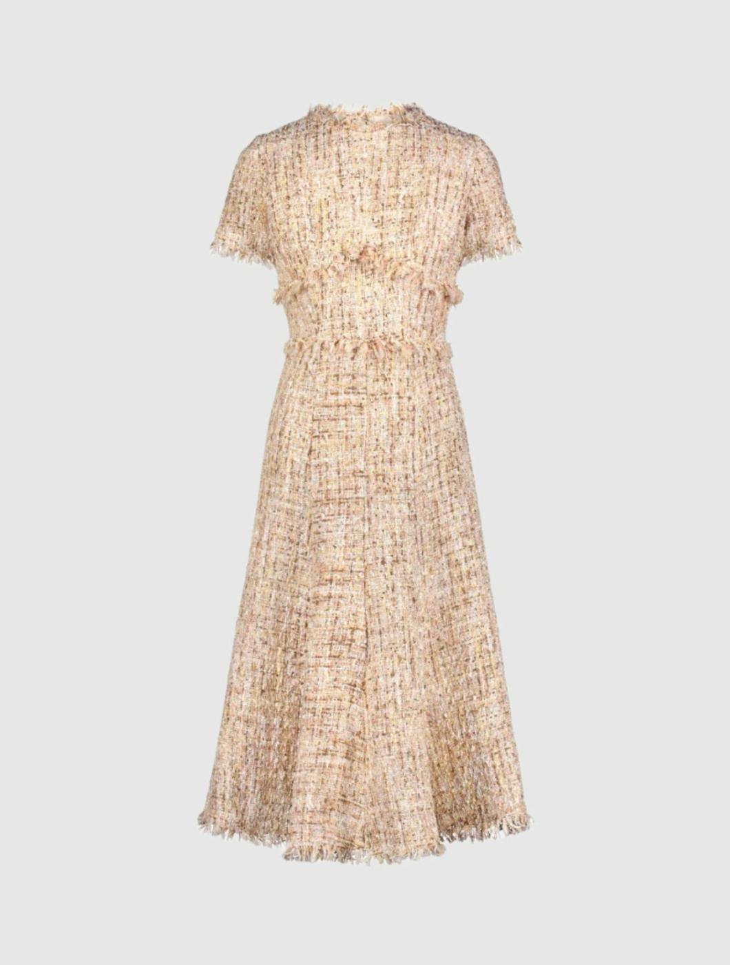 Every Day Dresses | Women Mac Duggal Boucle Short Sleeve A Line Midi Dress Blush