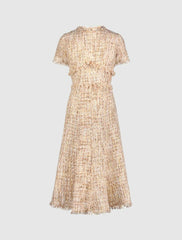 Every Day Dresses | Women Mac Duggal Boucle Short Sleeve A Line Midi Dress Blush