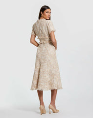 Every Day Dresses | Women Mac Duggal Boucle Short Sleeve A Line Midi Dress Blush