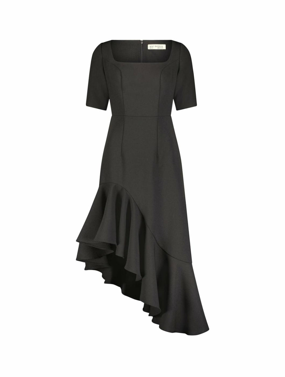 Every Day Dresses | Women Mac Duggal Crepe 3/4 Sleeve Asymmetrical Hem Dress Black