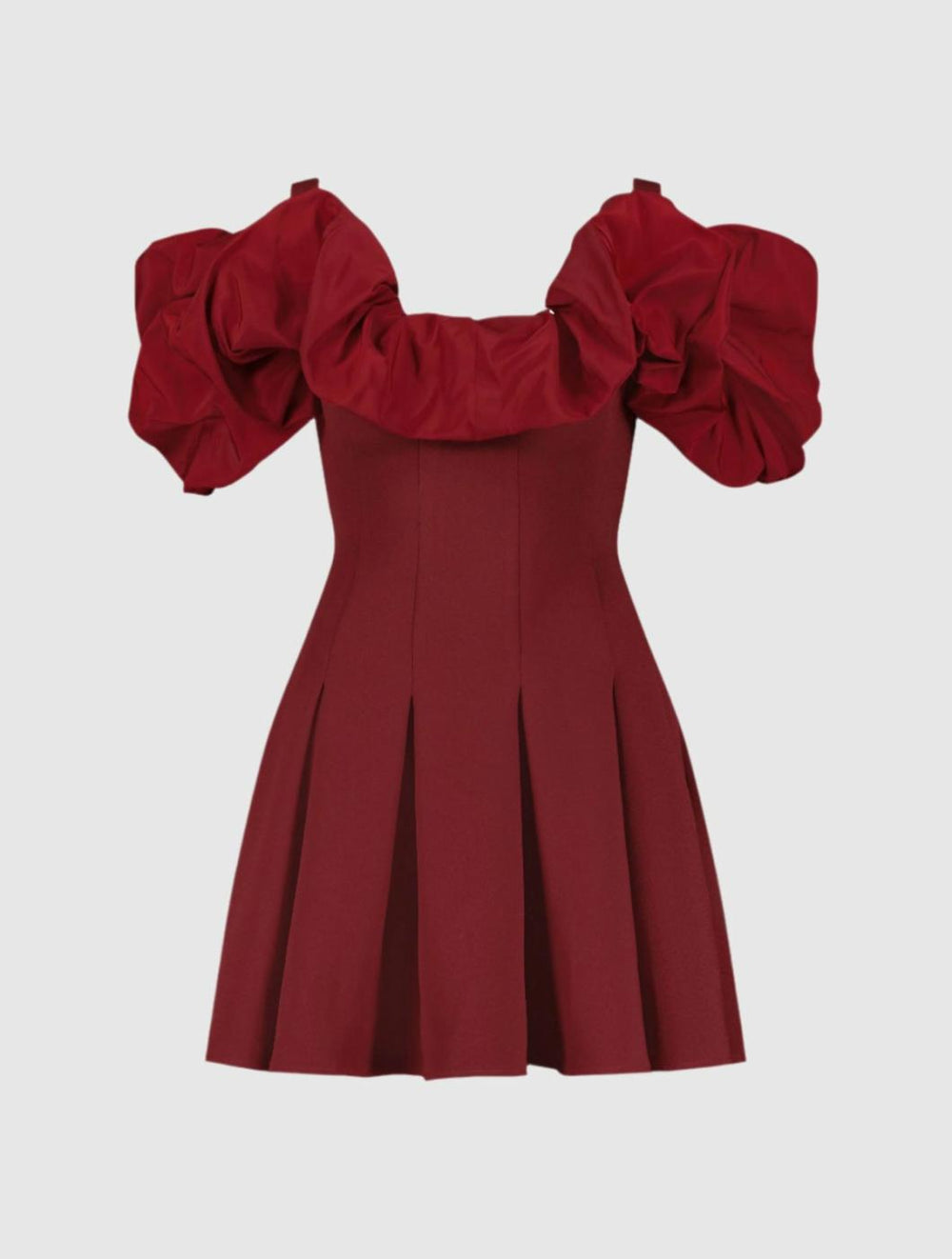 Every Day Dresses | Women Mac Duggal Crepe Godet Hem Mini Dress With Faille Ruffle Oxblood