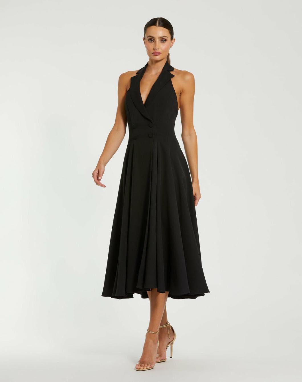 Every Day Dresses | Women Mac Duggal Crepe Sleeveless Blazer Halter Midi Dress Black