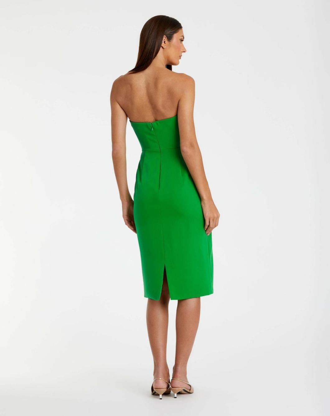 Every Day Dresses | Women Mac Duggal Crepe Strapless Twist Top Fitted Midi Dress Spring Green