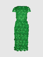 Every Day Dresses | Women Mac Duggal Floral Lace Fitted Short Sleeve Midi Dress Spring Green