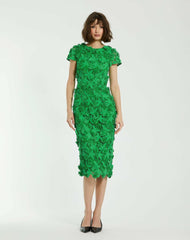 Every Day Dresses | Women Mac Duggal Floral Lace Fitted Short Sleeve Midi Dress Spring Green