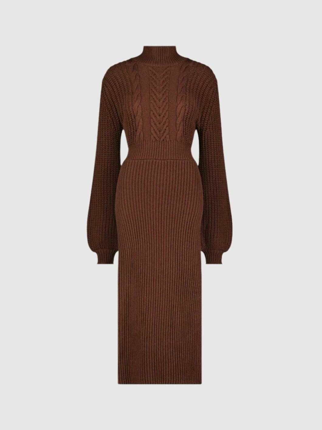 Every Day Dresses | Women Mac Duggal Long Sleeve Turtle Neck Knit Midi Dress Chocolate