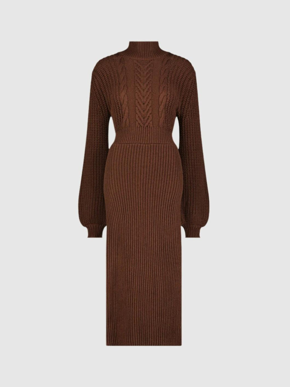 Every Day Dresses | Women Mac Duggal Long Sleeve Turtle Neck Knit Midi Dress Chocolate