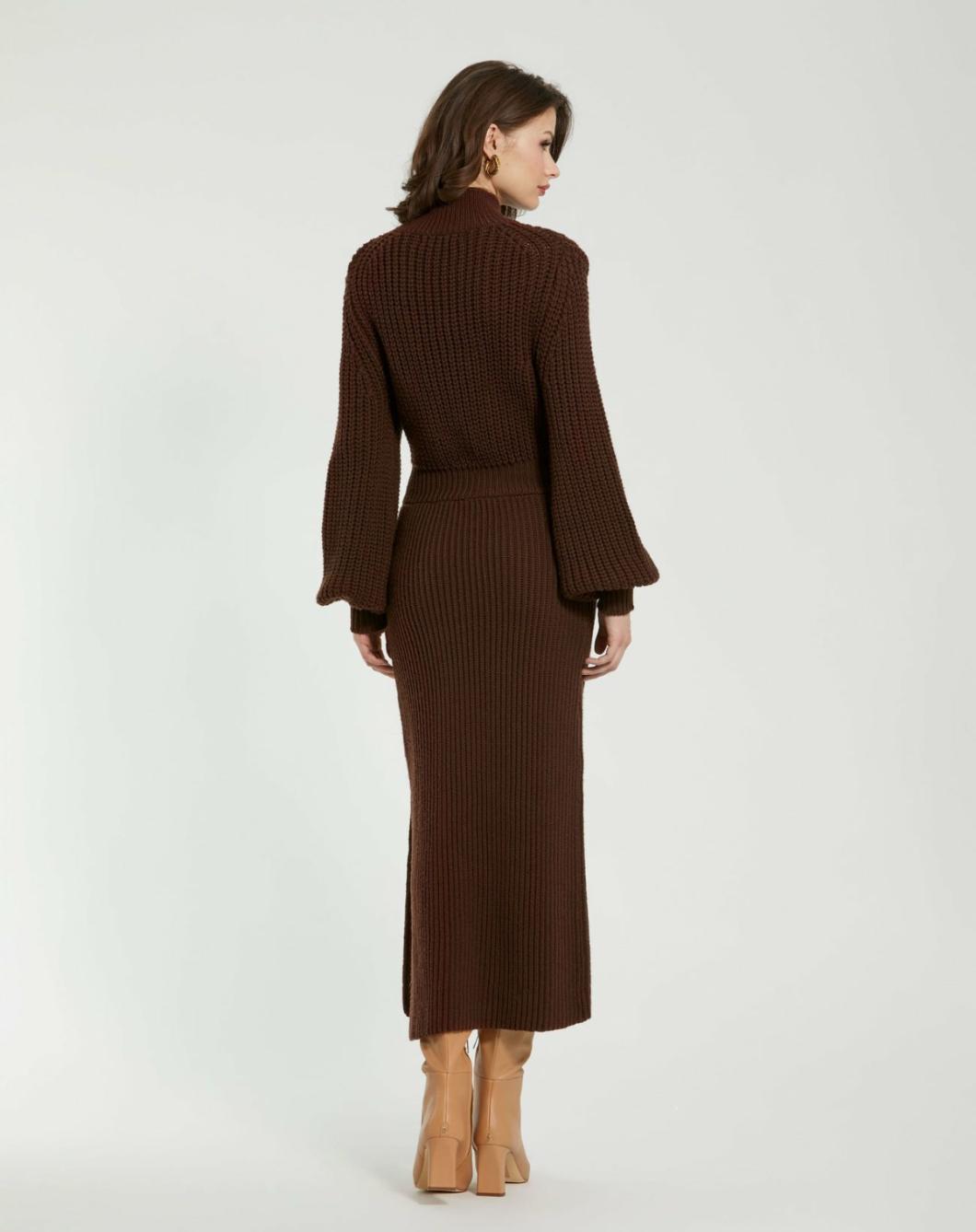 Every Day Dresses | Women Mac Duggal Long Sleeve Turtle Neck Knit Midi Dress Chocolate