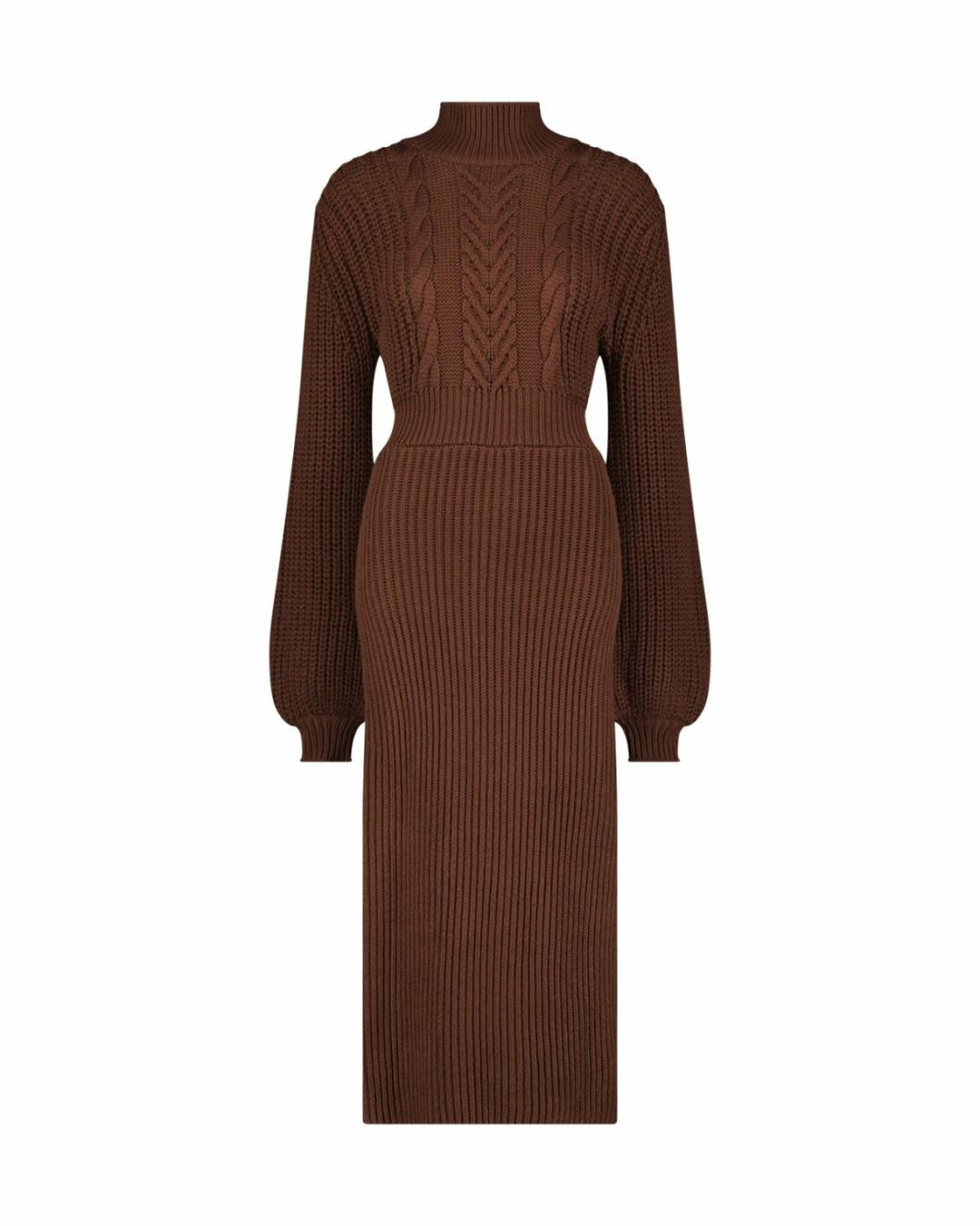 Every Day Dresses | Women Mac Duggal Long Sleeve Turtle Neck Knit Midi Dress Chocolate