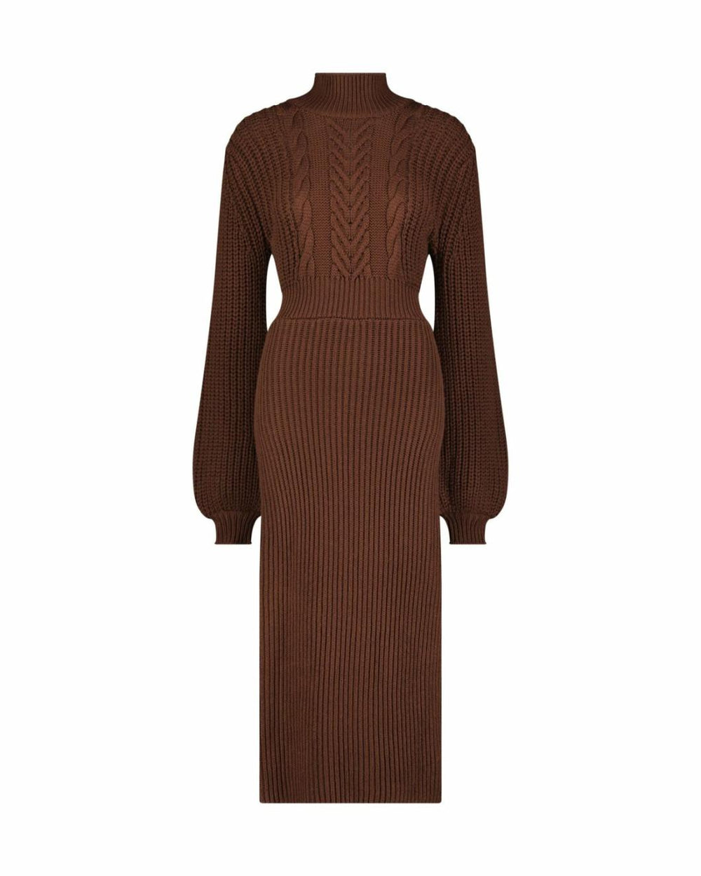 Every Day Dresses | Women Mac Duggal Long Sleeve Turtle Neck Knit Midi Dress Chocolate
