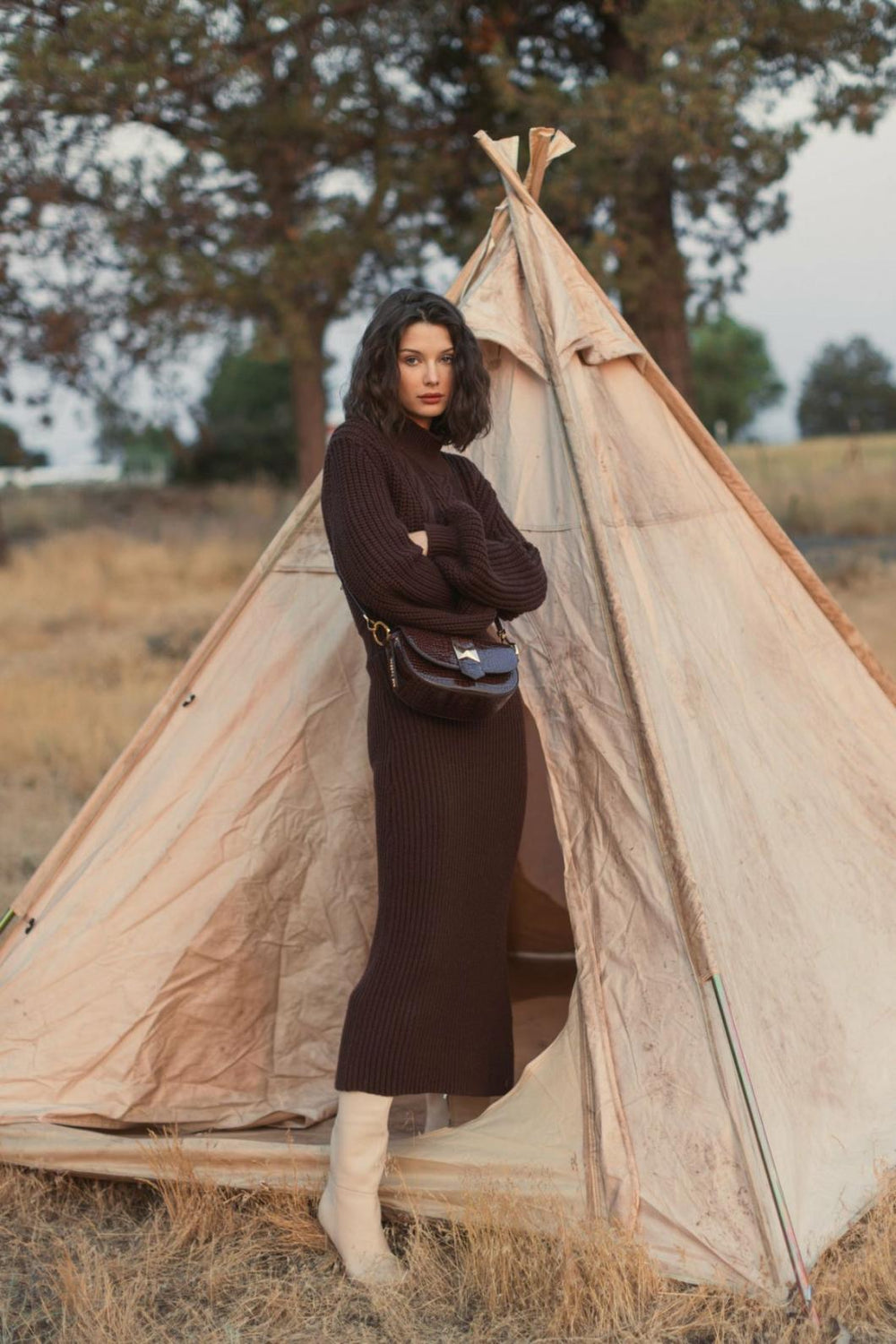 Every Day Dresses | Women Mac Duggal Long Sleeve Turtle Neck Knit Midi Dress Chocolate