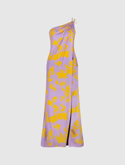 Every Day Dresses | Women Mac Duggal Orchid Floral Printed Charmeuse One Shoulder Maxi Dress With Slit - FI Orchid Multi