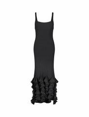Every Day Dresses | Women Mac Duggal Rib Knit Sleeveless Midi Dress With Ruffle Hem Black