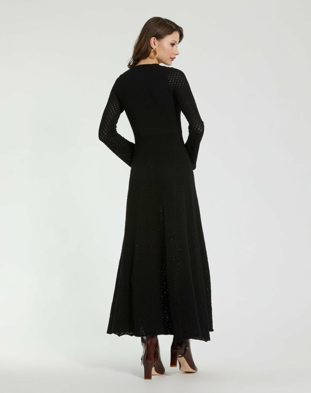 Every Day Dresses | Women Mac Duggal Scoop Neck Long Sleeve Knit Maxi Dress Black