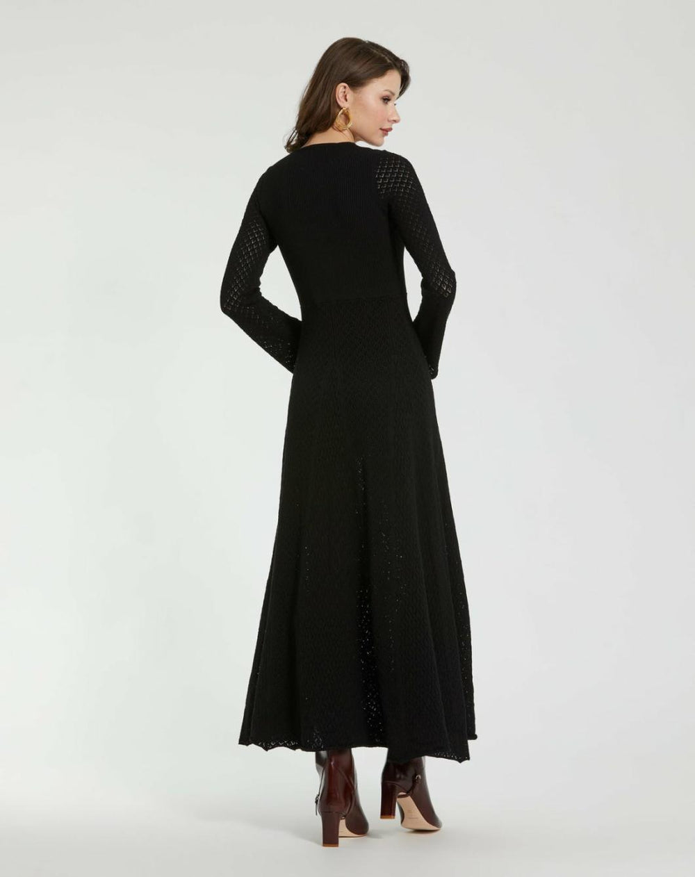 Every Day Dresses | Women Mac Duggal Scoop Neck Long Sleeve Knit Maxi Dress Black