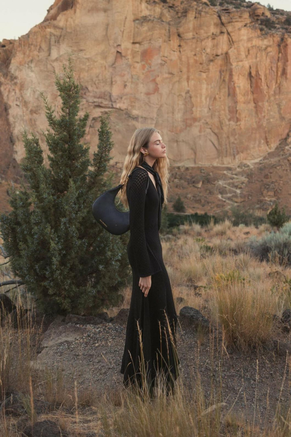 Every Day Dresses | Women Mac Duggal Scoop Neck Long Sleeve Knit Maxi Dress Black