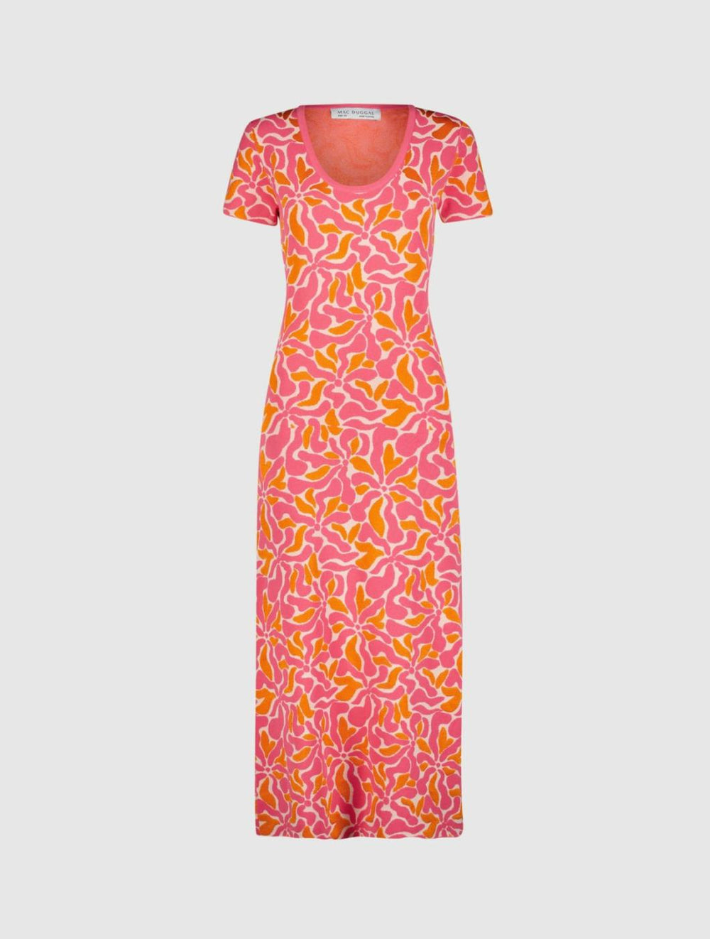 Every Day Dresses | Women Mac Duggal Short Sleeve Scoop Neck Floral Knit Maxi Dress - FINAL SALE Hot Pink Multi