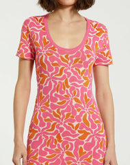 Every Day Dresses | Women Mac Duggal Short Sleeve Scoop Neck Floral Knit Maxi Dress - FINAL SALE Hot Pink Multi