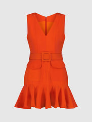 Every Day Dresses | Women Mac Duggal Sleeveless Crepe Mini Dress With Belt And Front Pockets Sunset