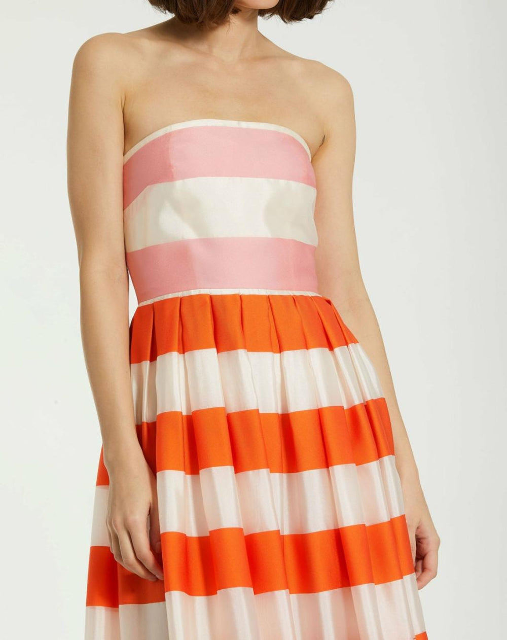 Every Day Dresses | Women Mac Duggal Striped Organza Strapless Ruffle Maxi Dress Sunset