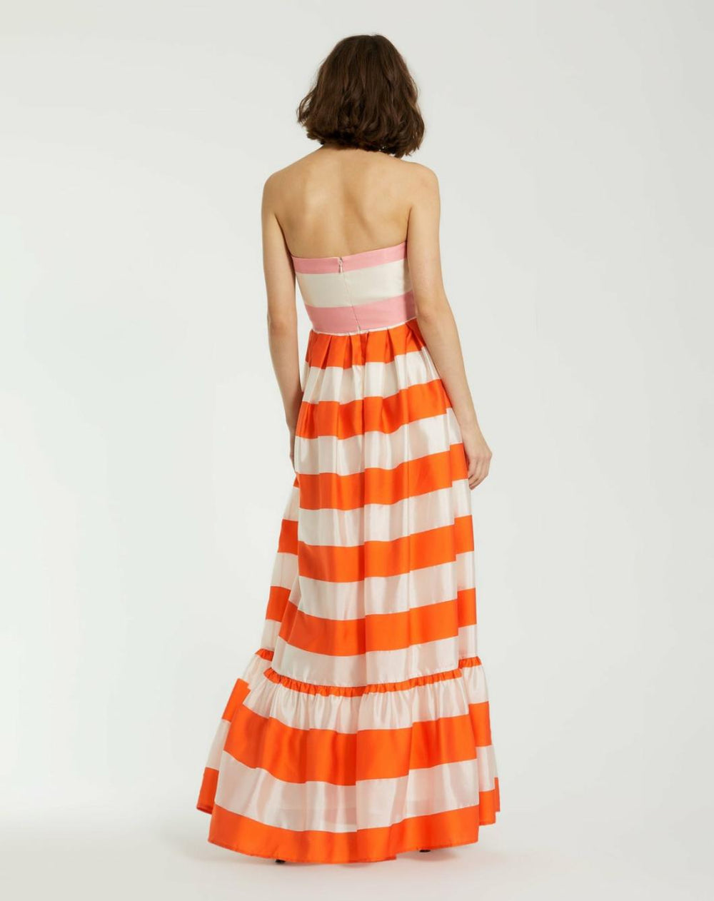 Every Day Dresses | Women Mac Duggal Striped Organza Strapless Ruffle Maxi Dress Sunset