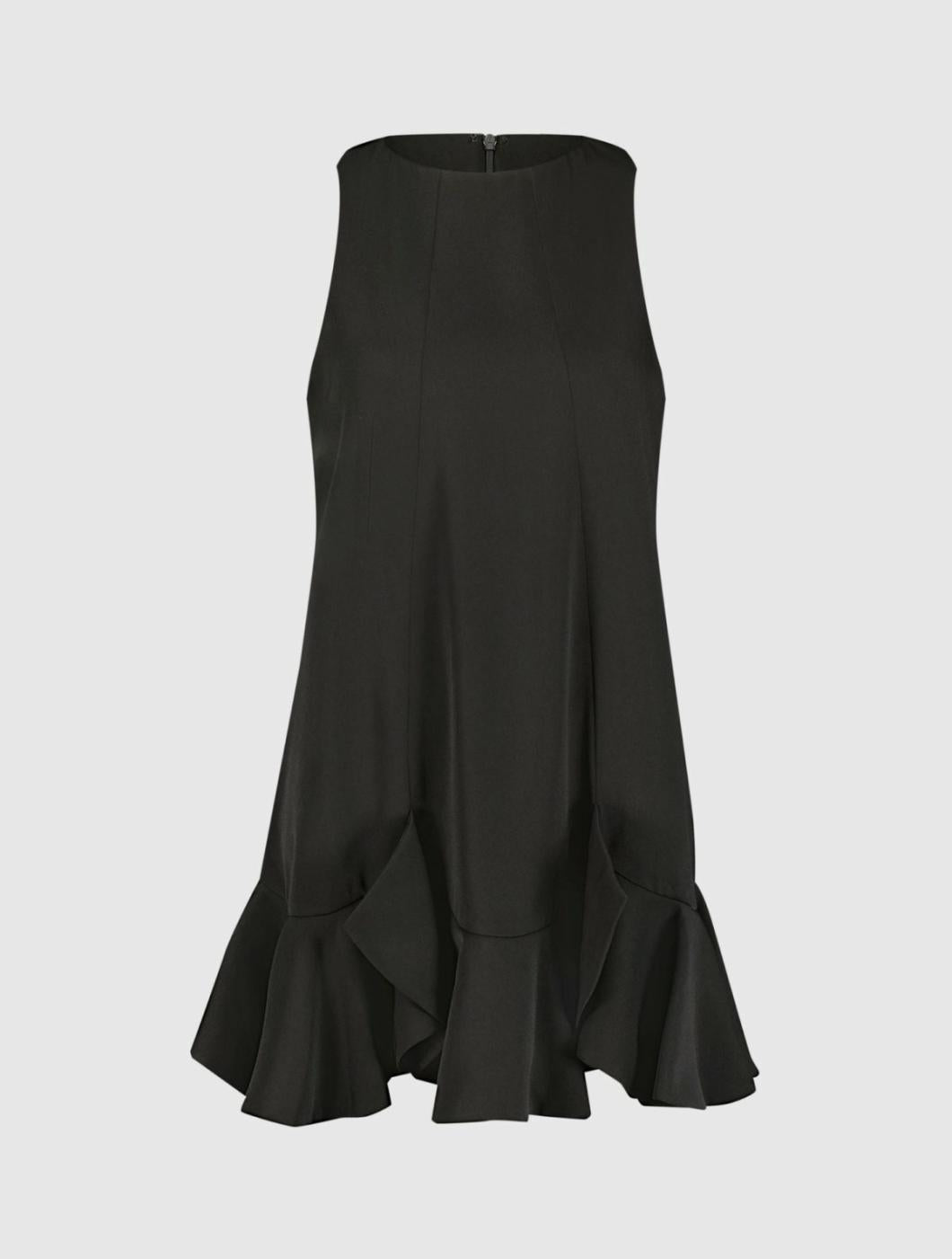 Every Day Dresses | Women Mac Duggal The Mia High Neck Sleeveless Crepe Mini Dress With Ruffle Hem Black