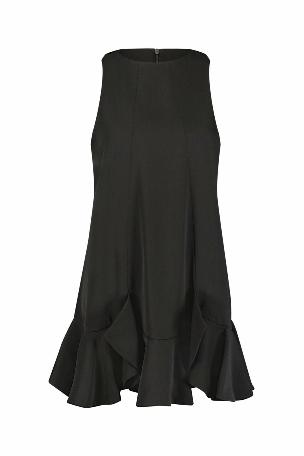 Every Day Dresses | Women Mac Duggal The Mia High Neck Sleeveless Crepe Mini Dress With Ruffle Hem Black